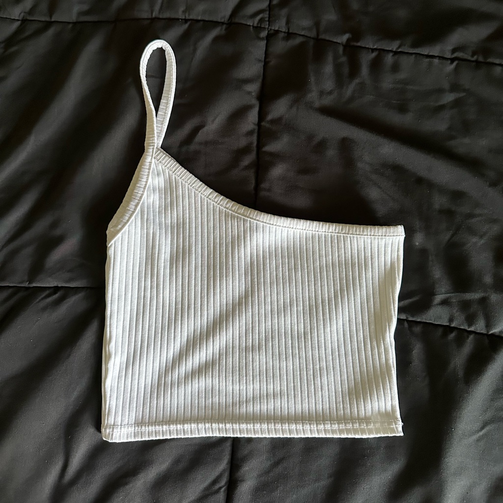 White One Strap Crop Basic Tank